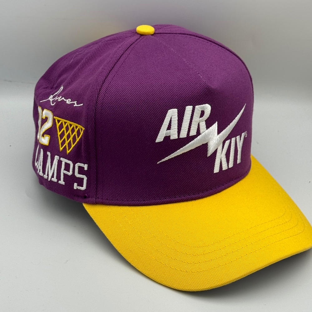 Vintage AIR KIY Reves Paris 92 Champs Hat SnapBack Lakers Purple Gold RARE